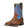 Ariat Children's Double Kicker Brown And Blue Cowboy Boot -Cinc Clothing Shop 146516 default l