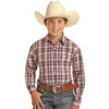 Panhandle Boy's Purple Plaid Snap Shirt -Cinc Clothing Shop 146607 default l