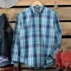 Boys Cinch Navy, Turquoise & Blue Plaid Button Down Shirt -Cinc Clothing Shop 147254 default l