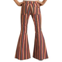 Girls Rock & Roll Denim Striped Bell Bottom