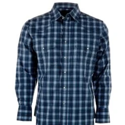 Wrangler Men's Wrinkle Resist Blue Plaid Snap Shirt