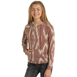 Girl's Rock And Roll Denim Aztec Hoodie