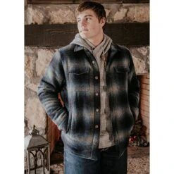 STS Ranch Wear Men's Ludlow Blue Plaid Shirt Jacket
