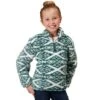 Roper Girl's Green Aztec Printed 1/4 Zip Polar Fleece Pullover -Cinc Clothing Shop 148648 default l