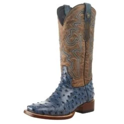Tanner Mark Boots Women's Blue Ostrich Bone Top Boot