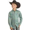 Boy's Rock And Roll Dale Brisby Teal Desert Print Snap Shirt -Cinc Clothing Shop 148758 default l
