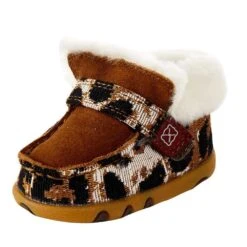 Twisted X Infant Leopard Print Sherpa Lined Driving Moc