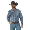 Wrangler Men's 20X Competition Performance Navy Plaid Buttondown -Cinc Clothing Shop 150153 default l