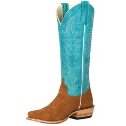 Macie Bean Women`s Top Hand Camel Suede With Turquoise Top