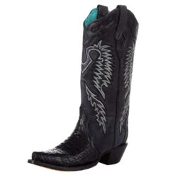 Corral Women`s Black Caiman 13in. Black Top Boot