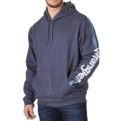 Wrangler Men's Navy Arm Logo Hooded Sweatshirt