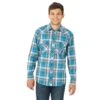 Wrangler Men's Retro Teal Plaid Two Pocket Snap Shirt -Cinc Clothing Shop 150677 default l