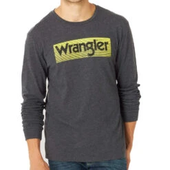 Wrangler Men's Yellow Logo Graphic Long Sleeve T-Shirt