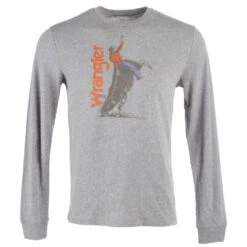 Wrangler Grey Long Sleeve Bull Riding T-Shirt