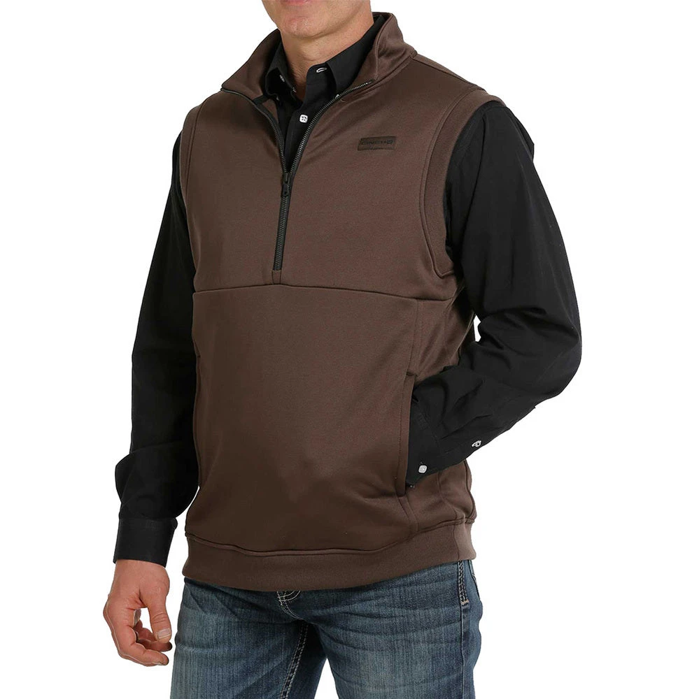 Cinch Men's 1/2 Zip Brown Pullover Fleece Vest 3 Cinch Men's 1/2 Zip Brown Pullover Fleece Vest