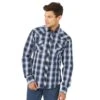 Wrangler Men's Long Sleeve Blue And Black Plaid Snap Shirt -Cinc Clothing Shop 152268 default l
