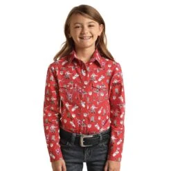 Panhandle Girl's Western Print Long Sleeve Snap Shirt -Cinc Clothing Shop 152382 default l