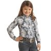 Girl's Rock & Roll Denim Blue Aztec Print Shirt With Snaps -Cinc Clothing Shop 152426 default l