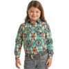 Girl's Rock And Roll Aztec Long Sleeve Snap Shirt -Cinc Clothing Shop 152437 default l