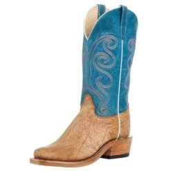 Olathe Boot Company Men`s Ride Ready Tan Washed Shoulder 13in Aqua Buffamonte Top KS Toe Boot