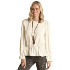 Panhandle Women's Rock & Roll Solid Cream Blouse