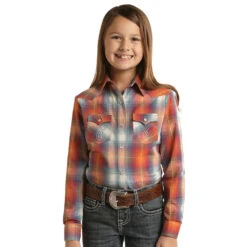 Panhandle Girl's Long Sleeve Plaid Snap Shirt