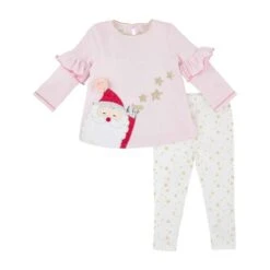 Mud Pie Pink Santa Tunic/Legging Set