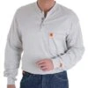 Wrangler Men's Grey Henley Flame Resistant Work Shirt -Cinc Clothing Shop 15451 default l