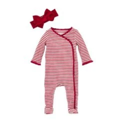 Girl's Mud Pie Striped Sleeper With Headband