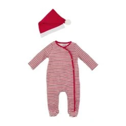 Mud Pie Striped Sleeper With Santa Hat