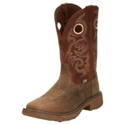 Justin Boots Men's Peanut Tan Water Buffalo 11in. Bronze Orange Top Work Boot