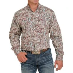 Cinch Men's Paisley Print Long Sleeve Button Down