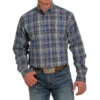 Cinch Men's Navy-Orange Plaid Button-Down Long Sleeve Western Shirt -Cinc Clothing Shop 155281 default l