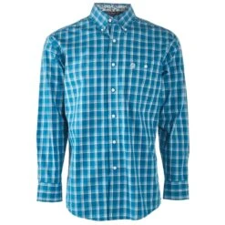 Wrangler Men's George Strait Blue Plaid Long Sleeve Shirt