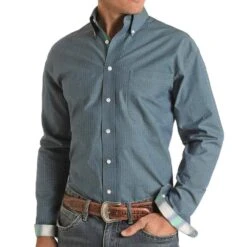 Panhandle Men's Rough Stock Caribbean Dobby Solid Button Down -Cinc Clothing Shop 155796 default l 273480f3 feb6 4f86 8da2 4b1b16f3ee91