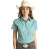 Panhandle Women's Turquoise Short Sleeve Snap Shirt -Cinc Clothing Shop 155989 default l