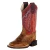 Old West Childrens Brown W/Red Shaft Square Toe Cowboy Boot -Cinc Clothing Shop 156800 default l