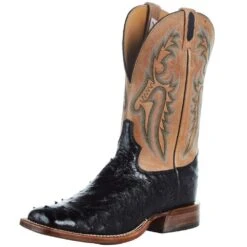 Tony Lama Men`s Black Full Quill 11in. Beige Top Boot
