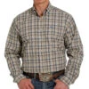 Cinch Men's Khaki/Blue Plaid Button-Down Shirt 2 Cinch Men's Khaki/Blue Plaid Button-Down Shirt -Cinc Clothing Shop 156820 default l