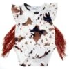 Shea Baby Girl's Brown Cow Print Onesie With Fringe -Cinc Clothing Shop 156888 default l