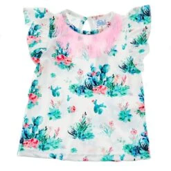 Shea Baby Girl's Cactus Top With Fringe