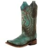 Corral Women`s Turquoise Brown 12in. Square Toe Boot -Cinc Clothing Shop 157213 default l