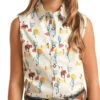 Rock & Roll Denim Girl's Sleeveless Western Print Snap Shirt -Cinc Clothing Shop 157504 default l
