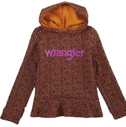 Wrangler Girl's Leopard Print Logo Hoodie