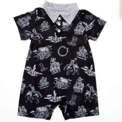 Shea Baby Boys Black Wild West Print Romper