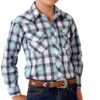 Roper Boy's Turquoise Plaid Western Snap Shirt -Cinc Clothing Shop 157767 default l