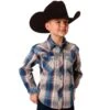 Roper Boy's Beige & Blue Plaid Western Snap Shirt -Cinc Clothing Shop 157768 default l