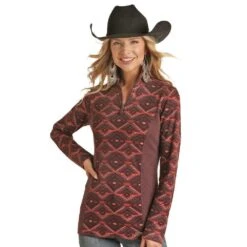 Panhandle Women's Powder River Aztec Quarter Zip Pullover