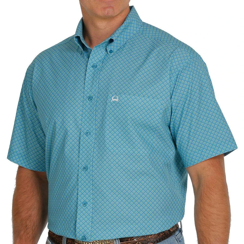 Cinch Men's Blue Geometric Short Sleeve Arenaflex Button Down 3 Cinch Men's Blue Geometric Short Sleeve Arenaflex Button Down
