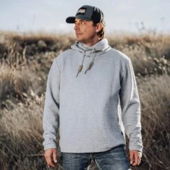 STS Ranch Wear Men's Slade Waffle Pullover Gray Hoodie